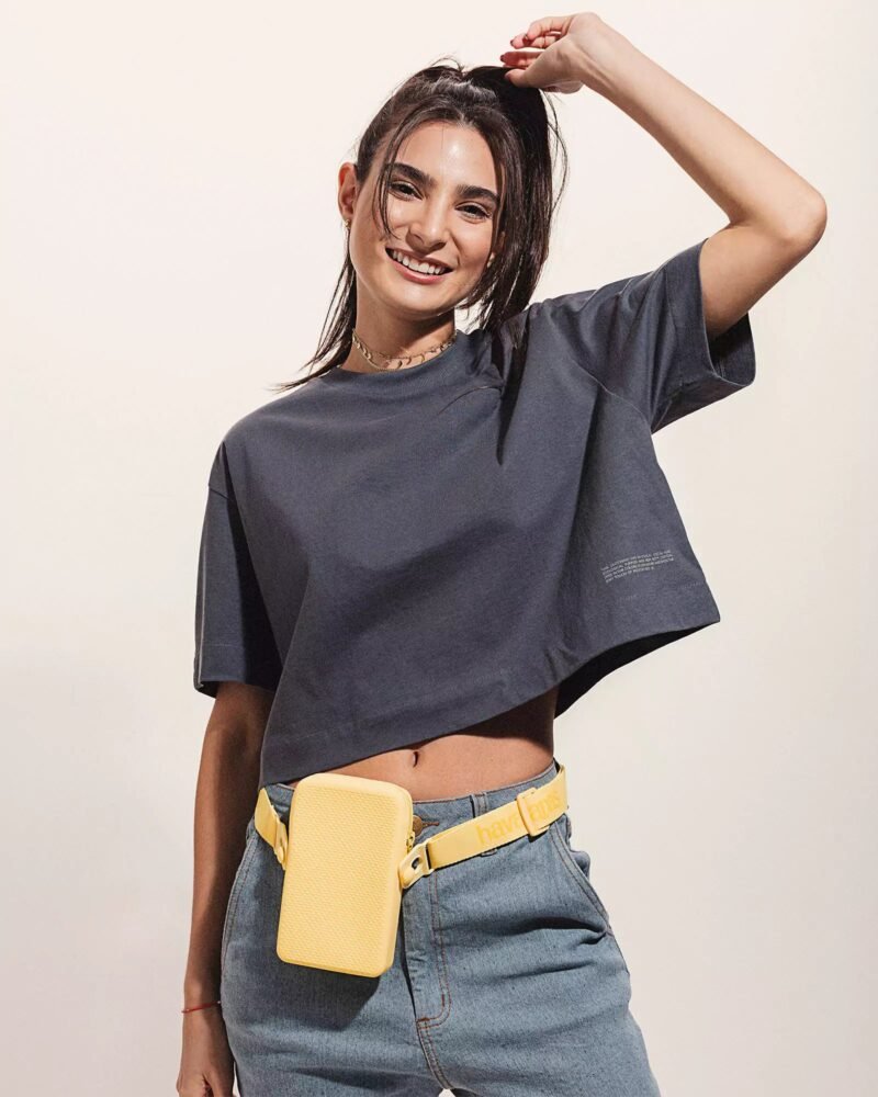 T-shirt Cropped Oversized Antúrio Grafite